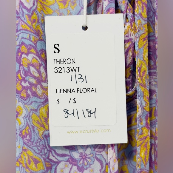 Ecru Theron Optional Off The Shoulder  Lilac Henna Floral Long Sleeve Bl… - Picture 8 of 8